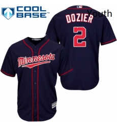 Youth Majestic Minnesota Twins 2 Brian Dozier Authentic Navy Blue Alternate Road Cool Base MLB Jersey