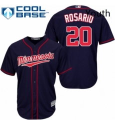 Youth Majestic Minnesota Twins 20 Eddie Rosario Replica Navy Blue Alternate Road Cool Base MLB Jersey 