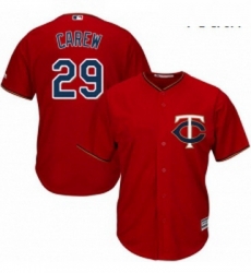 Youth Majestic Minnesota Twins 29 Rod Carew Replica Scarlet Alternate Cool Base MLB Jersey