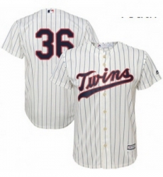 Youth Majestic Minnesota Twins 36 Robbie Grossman Replica Cream Alternate Cool Base MLB Jersey 