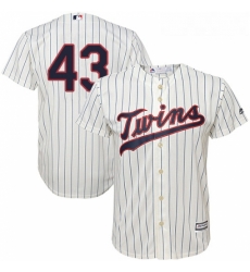 Youth Majestic Minnesota Twins 43 Addison Reed Replica Cream Alternate Cool Base MLB Jersey 