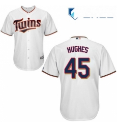 Youth Majestic Minnesota Twins 45 Phil Hughes Authentic White Home Cool Base MLB Jersey