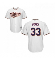 Youth Minnesota Twins 33 Martin Perez Replica White Home Cool Base Baseball Jersey 