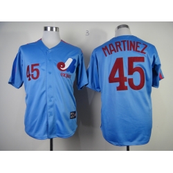 Men Montreal Expos #45 Pedro Martinez Blue Throwback Jersey