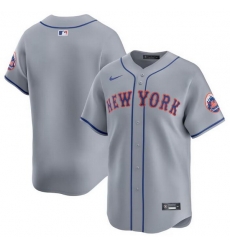 Men New York Mets Blank Grey 2024 Away Limited Stitched Baseball Jersey