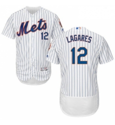 Mens Majestic New York Mets 12 Juan Lagares White Home Flex Base Authentic Collection MLB Jersey