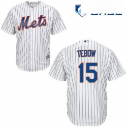 Mens Majestic New York Mets 15 Tim Tebow Replica White Home Cool Base MLB Jersey