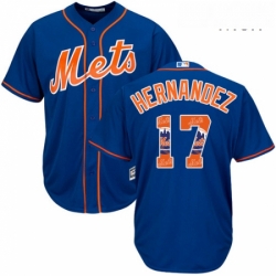 Mens Majestic New York Mets 17 Keith Hernandez Authentic Royal Blue Team Logo Fashion Cool Base MLB Jersey