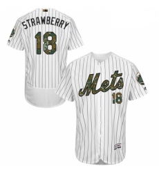 Mens Majestic New York Mets 18 Darryl Strawberry Authentic White 2016 Memorial Day Fashion Flex Base Jersey