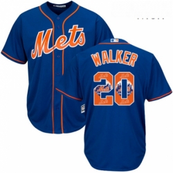 Mens Majestic New York Mets 20 Neil Walker Authentic Royal Blue Team Logo Fashion Cool Base MLB Jersey