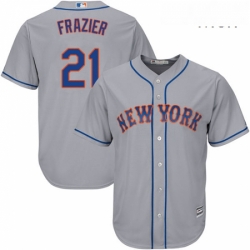 Mens Majestic New York Mets 21 Todd Frazier Replica Grey Road Cool Base MLB Jersey 