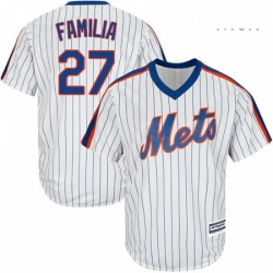 Mens Majestic New York Mets 27 Jeurys Familia Replica White Alternate Cool Base MLB Jersey