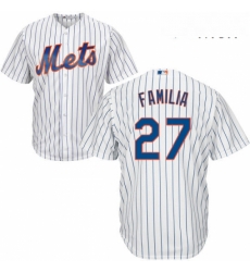 Mens Majestic New York Mets 27 Jeurys Familia Replica White Home Cool Base MLB Jersey