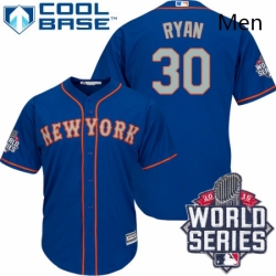 Mens Majestic New York Mets 30 Nolan Ryan Authentic Royal Blue Alternate Road Cool Base 2015 World Series MLB Jersey