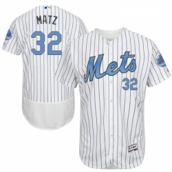 Mens Majestic New York Mets 32 Steven Matz Authentic White 2016 Fathers Day Fashion Flex Base MLB Jersey