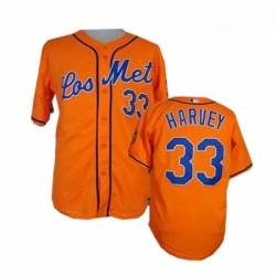 Mens Majestic New York Mets 33 Matt Harvey Authentic Orange Los Mets Cool Base MLB Jersey