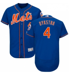 Mens Majestic New York Mets 4 Lenny Dykstra Royal Blue Alternate Flex Base Authentic Collection MLB Jersey 