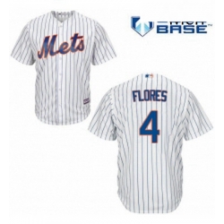 Mens Majestic New York Mets 4 Wilmer Flores Replica White Home Cool Base MLB Jersey