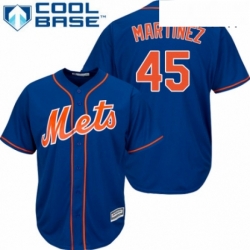 Mens Majestic New York Mets 45 Pedro Martinez Replica Royal Blue Alternate Home Cool Base MLB Jersey 