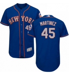 Mens Majestic New York Mets 45 Pedro Martinez RoyalGray Alternate Flex Base Authentic Collection MLB Jersey