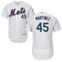 Mens Majestic New York Mets 45 Pedro Martinez White Home Flex Base Authentic Collection MLB Jersey