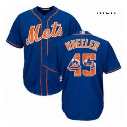 Mens Majestic New York Mets 45 Zack Wheeler Authentic Royal Blue Team Logo Fashion Cool Base MLB Jersey