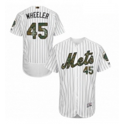 Mens Majestic New York Mets 45 Zack Wheeler Authentic White 2016 Memorial Day Fashion Flex Base MLB Jersey 