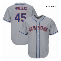 Mens Majestic New York Mets 45 Zack Wheeler Replica Grey Road Cool Base MLB Jersey