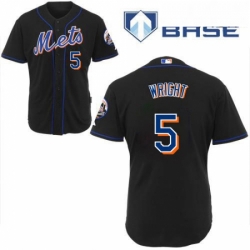 Mens Majestic New York Mets 5 David Wright Authentic Black Cool Base MLB Jersey