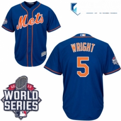 Mens Majestic New York Mets 5 David Wright Authentic Royal Blue Alternate Home Cool Base 2015 World Series MLB Jersey