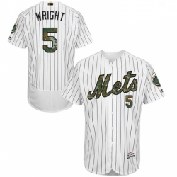 Mens Majestic New York Mets 5 David Wright Authentic White 2016 Memorial Day Fashion Flex Base MLB Jersey