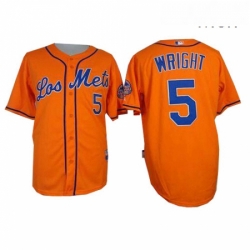 Mens Majestic New York Mets 5 David Wright Replica Orange Los Mets Cool Base MLB Jersey