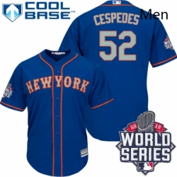 Mens Majestic New York Mets 52 Yoenis Cespedes Authentic Royal Blue Alternate Road Cool Base 2015 World Series MLB Jersey