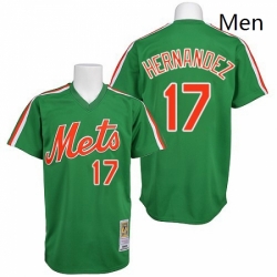 Mens Mitchell and Ness New York Mets 17 Keith Hernandez Authentic Green Throwback MLB Jersey