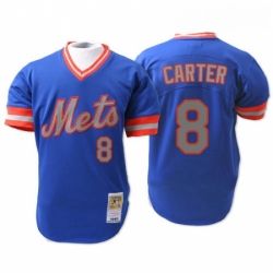 Mens Mitchell and Ness New York Mets 8 Gary Carter Authentic Blue 1983 Throwback MLB Jersey