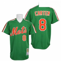 Mens Mitchell and Ness New York Mets 8 Gary Carter Authentic Green 1985 Throwback MLB Jersey