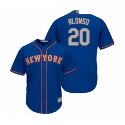 Mens New York Mets 20 Pete Alonso Replica Royal Blue Alternate Road Cool Base Baseball Jersey 