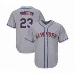 Mens New York Mets 23 Keon Broxton Replica Grey Road Cool Base Baseball Jersey 