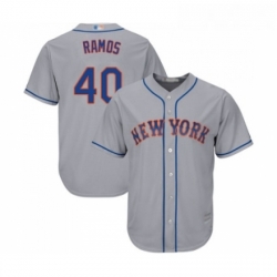 Mens New York Mets 40 Wilson Ramos Replica Grey Road Cool Base Baseball Jersey 