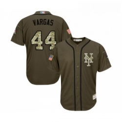 Mens New York Mets 44 Jason Vargas Authentic Green Salute to Service Baseball Jersey 