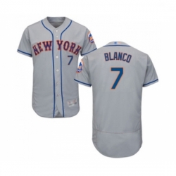 Mens New York Mets 7 Gregor Blanco Grey Road Flex Base Authentic Collection Baseball Jersey