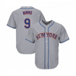 Mens New York Mets 9 Brandon Nimmo Replica Grey Road Cool Base Baseball Jersey 