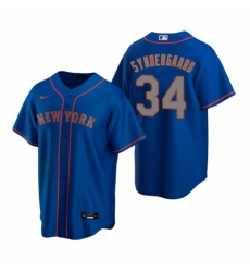 Mens Nike New York Mets 34 Noah Syndergaard Royal Alternate Road Stitched Baseball Jerse