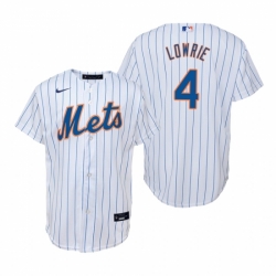 Mens Nike New York Mets 4 Jed Lowrie White Home Stitched Baseball Jersey