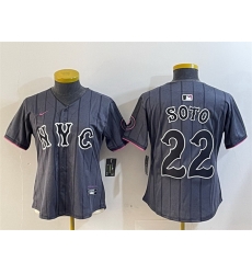 Women New York Mets 22 Juan Soto Graphite 2024 City Connect Limited Stitched Baseball Jersey 