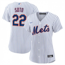 Women New York Mets 22 Juan Soto White Cool Base Stitched MLB Jersey 