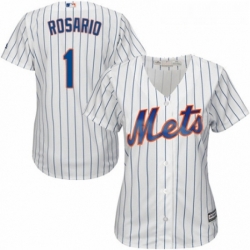 Womens Majestic New York Mets 1 Amed Rosario Authentic White Home Cool Base MLB Jersey 