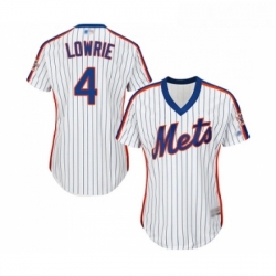 Womens New York Mets 4 Jed Lowrie Authentic White Alternate Cool Base Baseball Jersey 