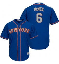 Mets #6 Jeff McNeil Blue(Grey NO.) Cool Base Stitched Youth Baseball Jersey