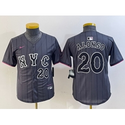 Youth New York Mets 20 Pete Alonso Graphite 2024 City Connect Limited Stitched Baseball Jersey 4